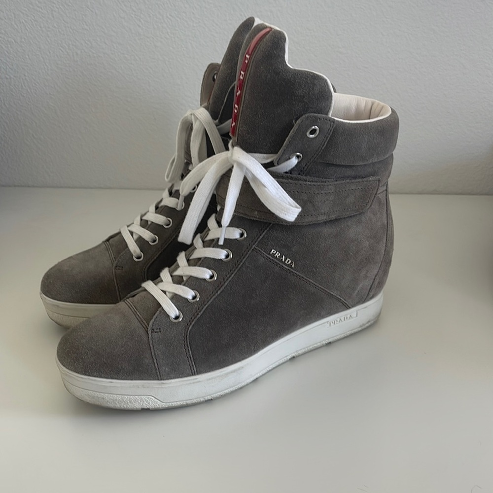 Prada Sport Womens Suede Wedge Sneakers 40
